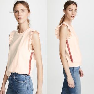 david lerner | sleeveless ruffle terry cloth knit pink velvet muscle s
